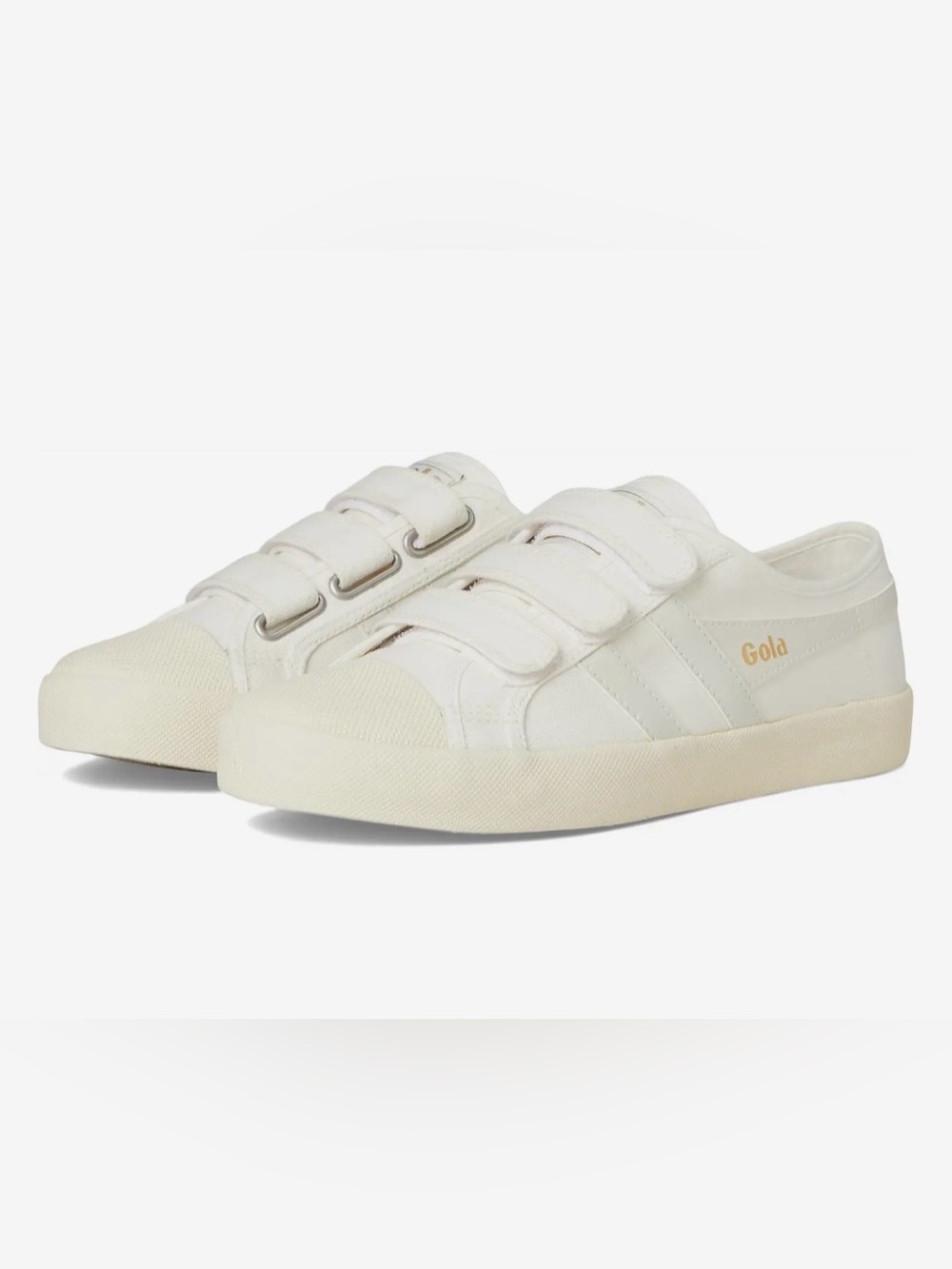 Gola Women's Coaster Strap off white Velcro Canvas Sneakers Gold Logo size 6